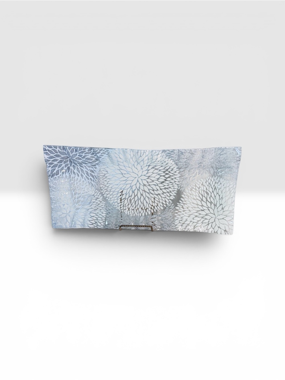 Frosted Art Glass Serving Tray Wavy Edge
